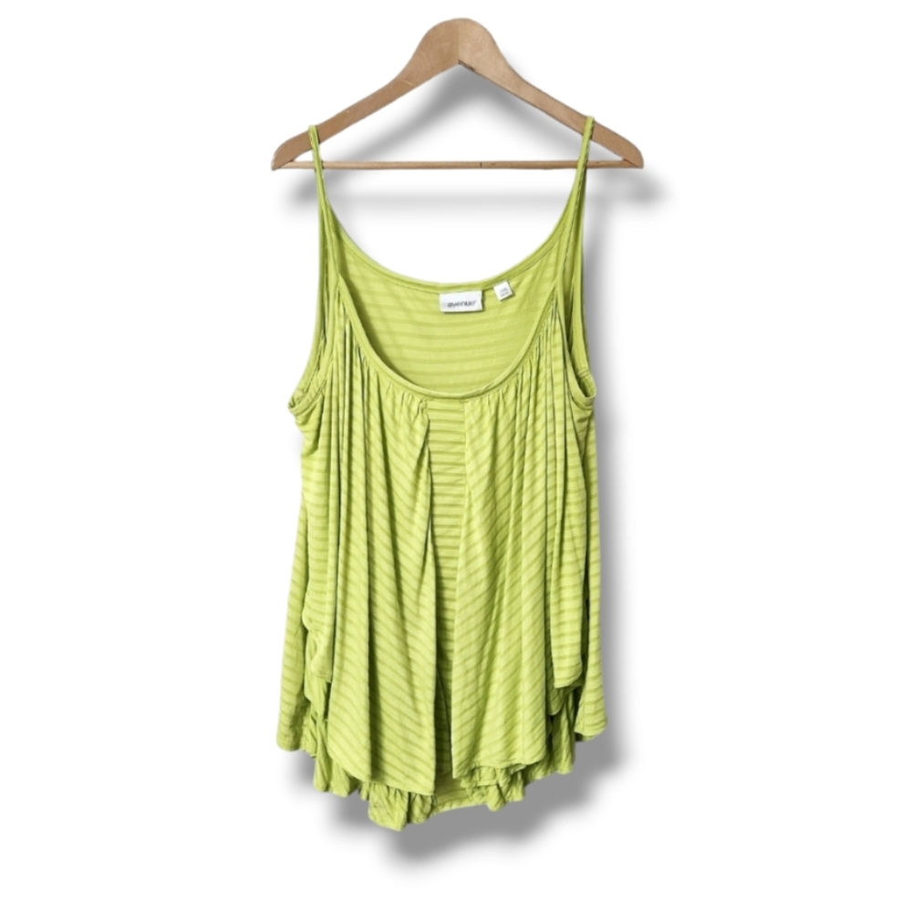 Avenue Lime Green Tiered Ruffle Hem Scoop Neck Tank Top | 22/24